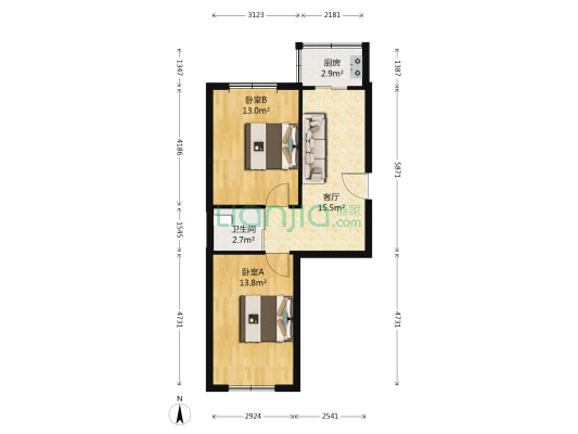 民丰家园 2室1厅1卫 61平方