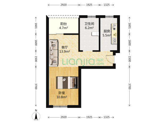 万辰乐居 1室1厅1卫 45平方