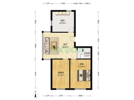府和苑 1室1厅1卫 83平方