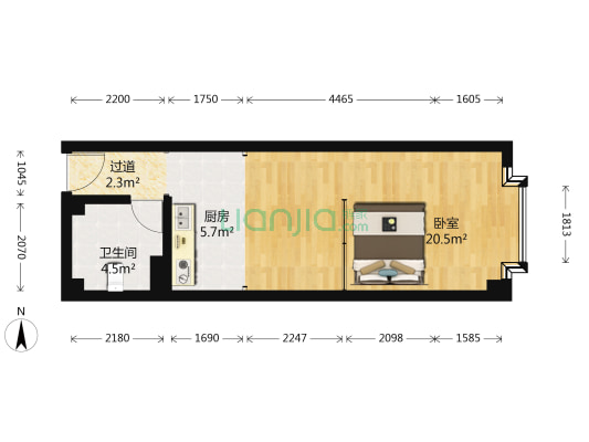 云大知城牛津花园 1室0厅1卫 44平方