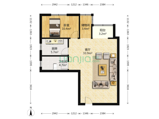 广梅汕铁路大厦 1室1厅1卫 76平方