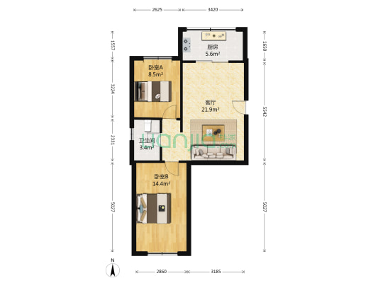 碧涛南园 2室1厅1卫 62平方