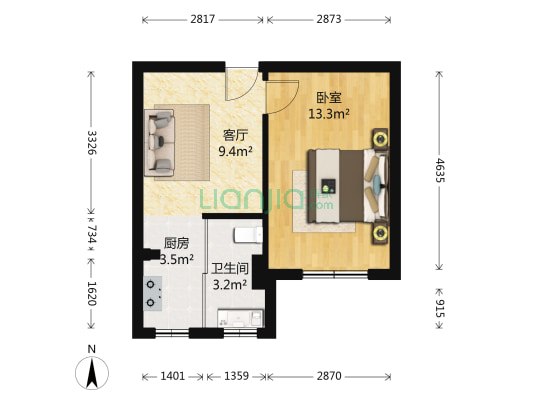 盛昌小区 1室1厅1卫 38平方