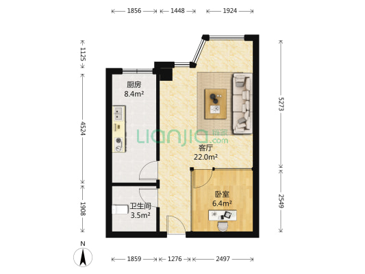 江都仕嘉 1室1厅1卫 56平方