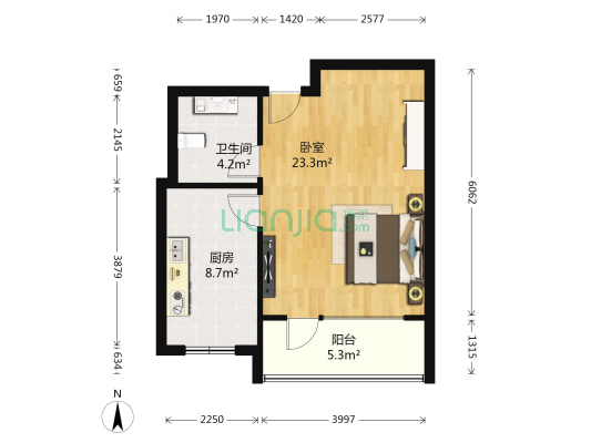山海家园 1室0厅1卫 56平方