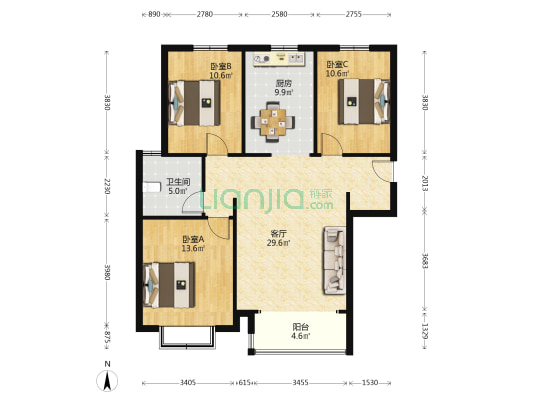 浭阳诗苑 3室1厅1卫 127平方