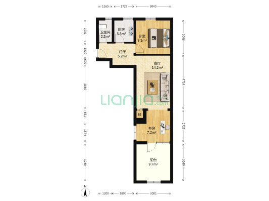 东山坡二里 2室1厅1卫 47平方