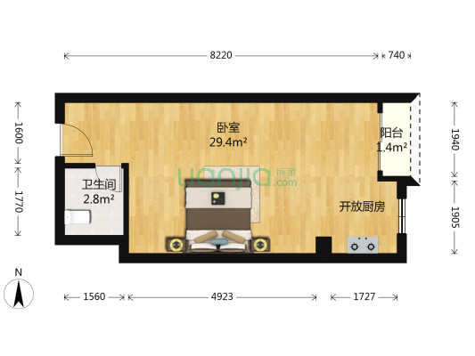 华庭公寓 1室0厅1卫 51平方