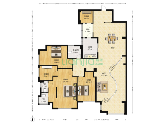 融汇江山 3室1厅3卫 216平方
