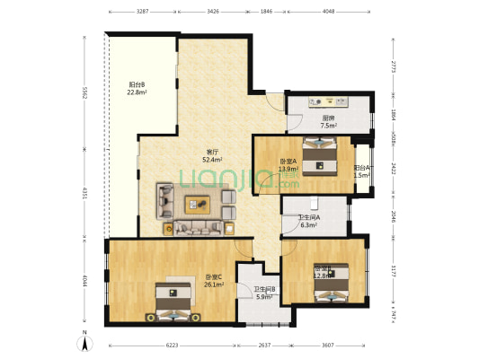 太湖温泉别院 3室1厅2卫 152平方