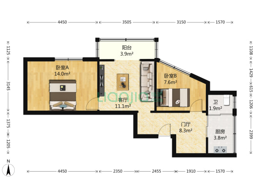慈庵巷6号 2室1厅1卫 57平方