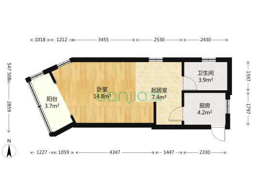 晴苑小区 1室1厅1卫 39平方