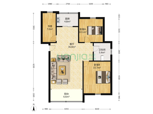 春晖北里 3室1厅1卫 93平方
