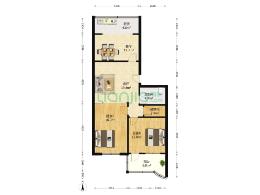 无影山西路898 2室2厅1卫 98平方