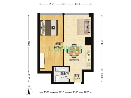 金丰大厦 1室1厅1卫 56平方