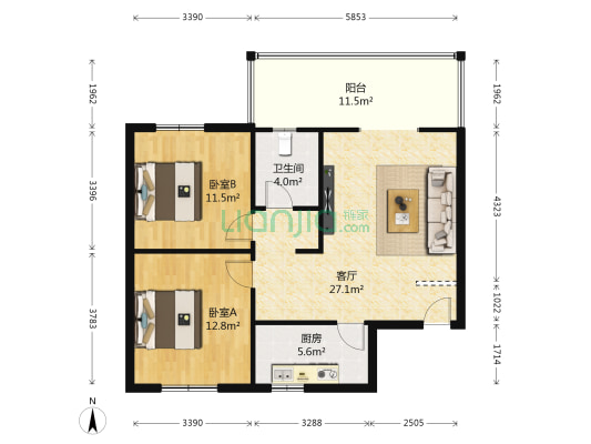 兰州国资物业第三十七佳园 2室1厅1卫 97平方