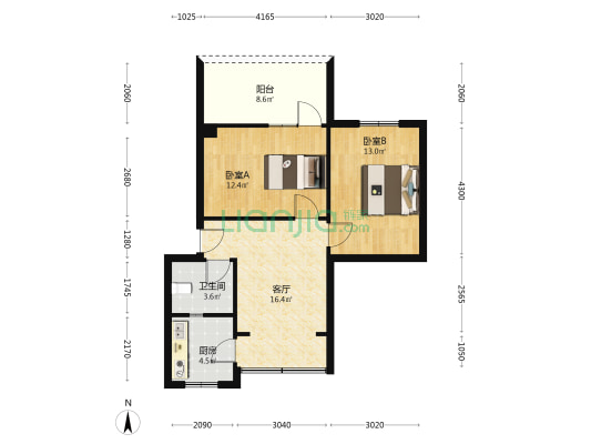 长石村2号 2室1厅1卫 68平方