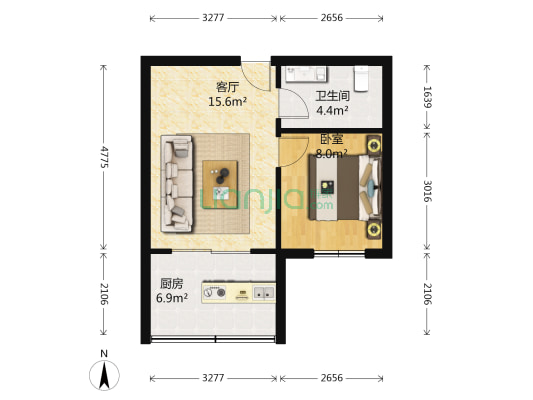 理工园 1室1厅1卫 49平方
