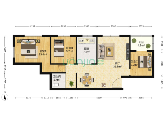民生街省审计厅宿舍 3室1厅1卫 86平方