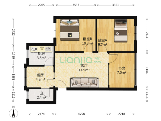 文教村 3室2厅1卫 59平方