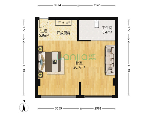 四季菁华 1室0厅1卫 61平方