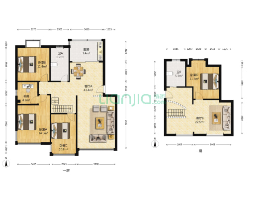 宁大花园 5室2厅2卫 175平方