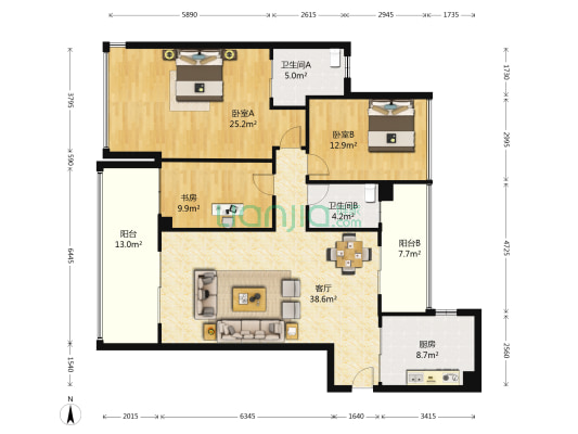雅居乐御宾府 3室1厅2卫 147平方