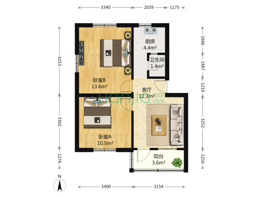 港湾四村 2室1厅1卫 54平方