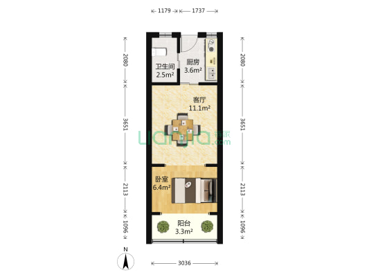 淞滨路77弄 1室1厅1卫 36平方