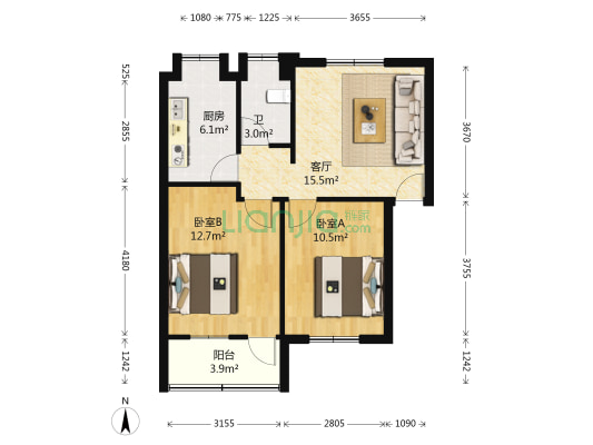 信和苑三区 2室1厅1卫 64平方