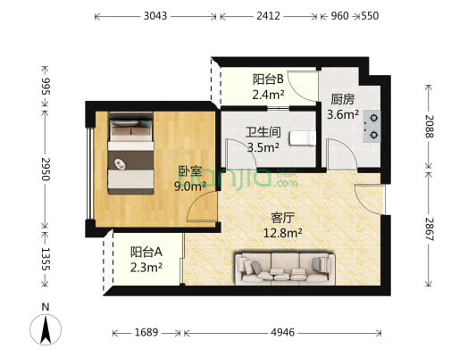 星河传奇二期 1室1厅1卫 50平方