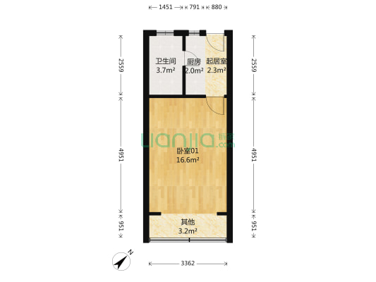 局西村 1室1厅1卫 34平方
