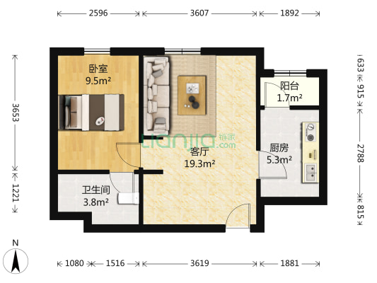 海河华鼎 1室1厅1卫 62平方