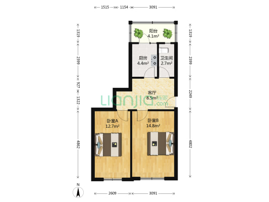云松里 2室1厅1卫 59平方