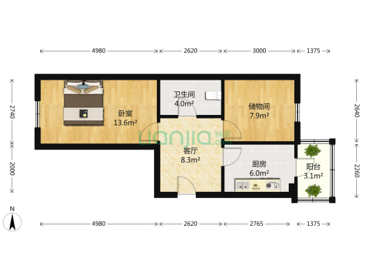 宏南小区 1室1厅1卫 58平方