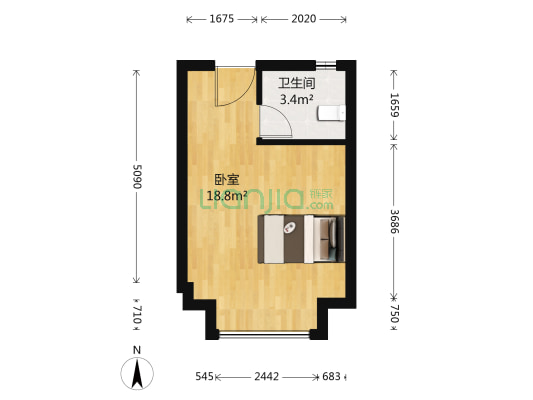 海亮香榭时光 1室0厅1卫 40平方