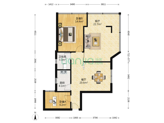嘉华大厦 2室2厅1卫 94平方