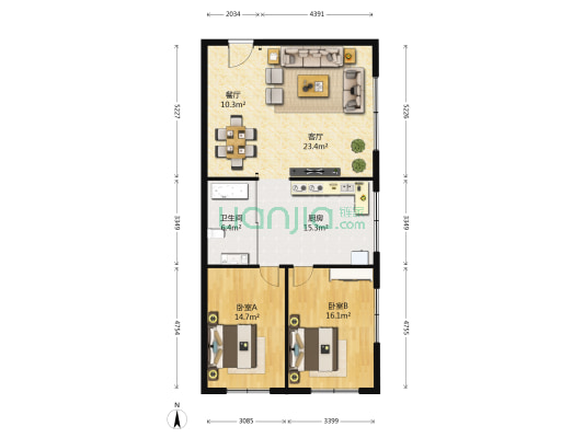 聚龍家園 2室2厅1卫 120平方