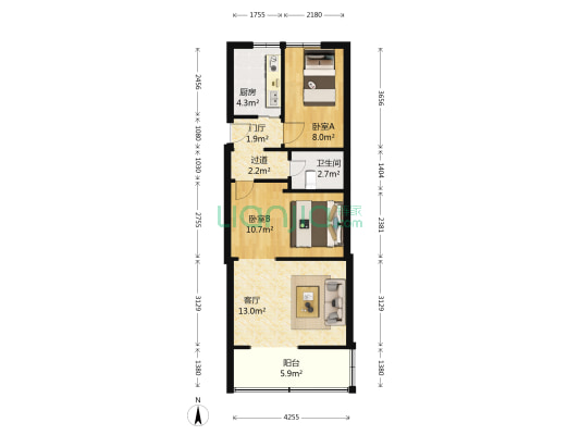 联合路 2室1厅1卫 67平方