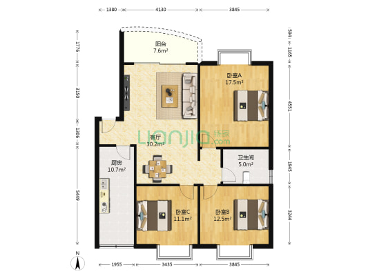 党校集资房 3室1厅1卫 100平方