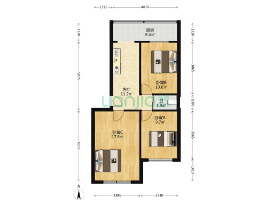 红星小区第2干休所楼 3室1厅1卫 70平方
