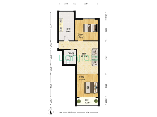 升平苑社区 2室1厅1卫 69平方