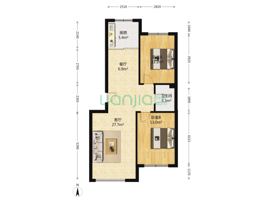 阳光华尔兹A区 2室2厅1卫 96平方