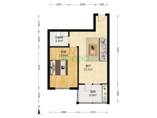 科海里 1室1厅1卫 55平方