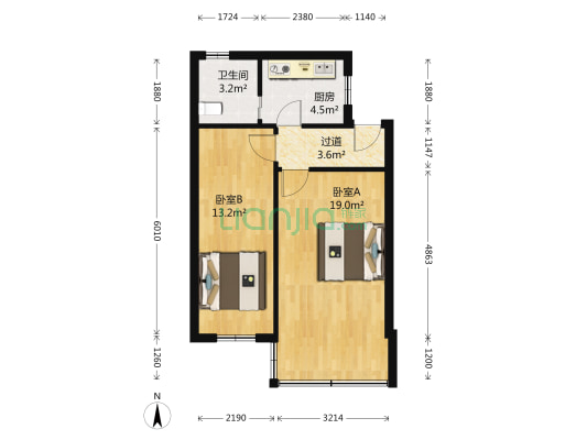 苜蓿园东街11号 2室0厅1卫 54平方