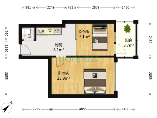 大水晶街 2室0厅1卫 40平方