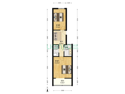 供电局家属楼 2室1厅1卫 61平方