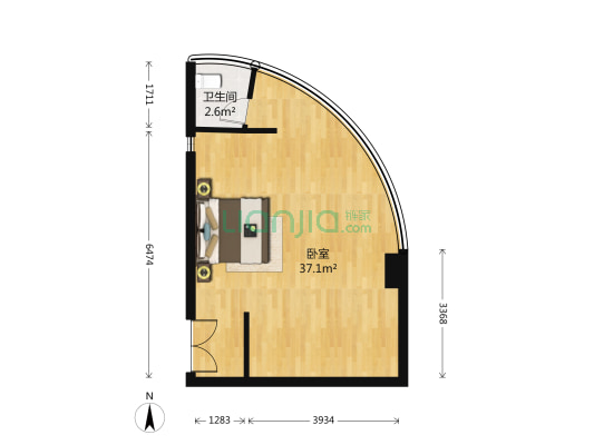 群星广场 1室0厅1卫 61平方