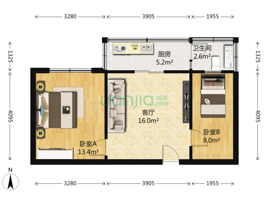纯粹家园 2室1厅1卫 58平方