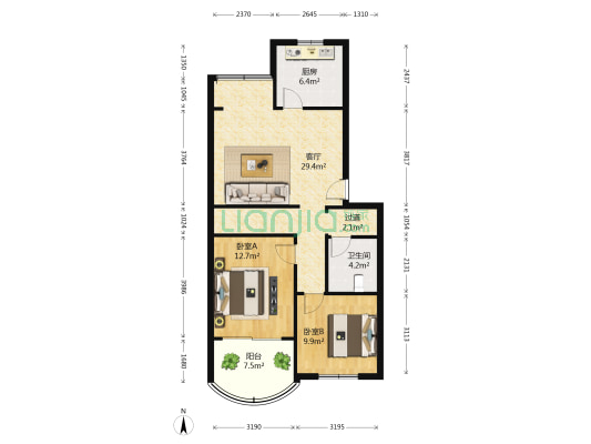 石佛乡政府家属院 2室1厅1卫 84平方